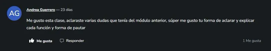 Comentario real de estudiante 3