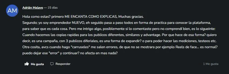 Comentario real de estudiante 4